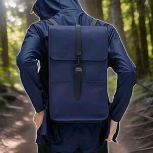 RAINS Backpack 13L Waterproof Matte Navy Blue Work School Computer Day Rucksack